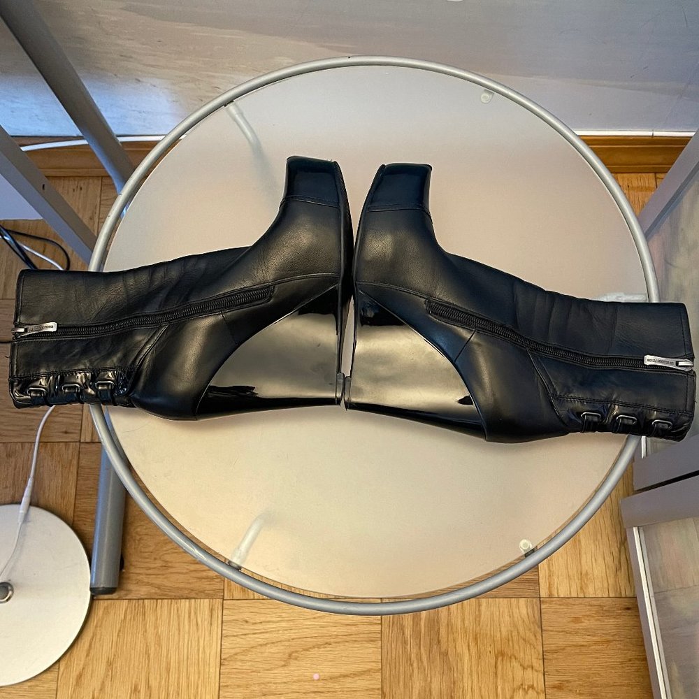 UNIQUE !!! Genuine leather patent leather heels Platform boots